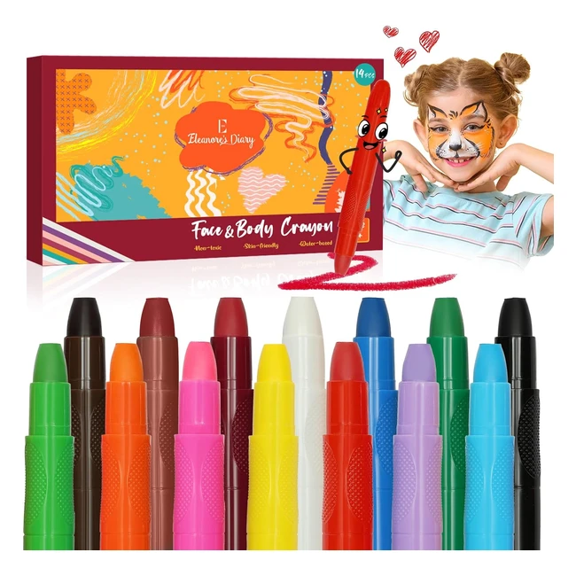 Crayones de Pintura Facial y Corporal para Nios - Eleanores Diary - 14 Colore