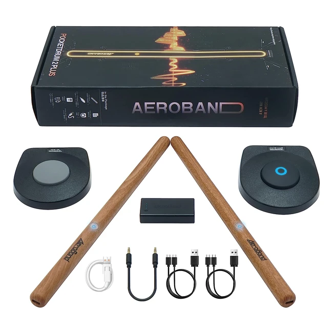 Aeroband PocketDrum 2 Plus Electric Air Drum Set - Compact and Portable with 8 Sounds - Bluetooth and USB MIDI Function - Perfect for Adults, Kids, and Professionals