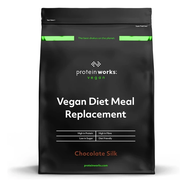 Protein Works Vegan Diet Meal Replacement Shake - Nutritionally Complete - 250 Calorie Meal - 7 Servings - Chocolate Silk