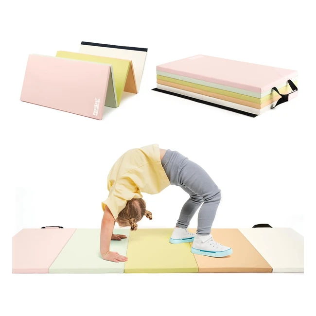 Physkcal 5Panel Folding Gymnastics Tumbling Mat - Thick Exercise Mat for Kids - 