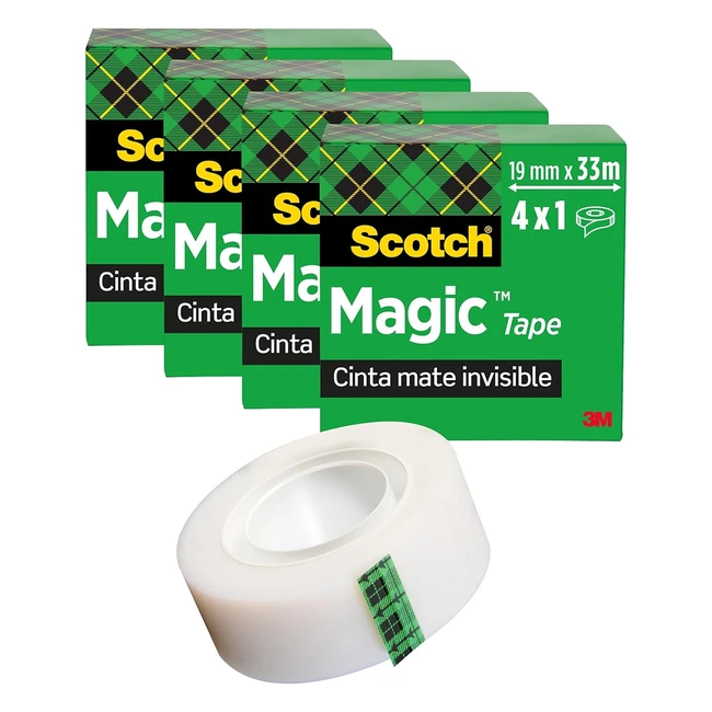 Cinta Invisible Scotch Magic 4 Rollos 19mm x 33m - Uso General