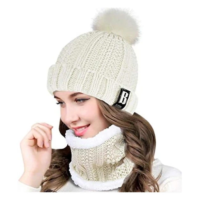 Casquette femme hiver avec pompon bonnet écharpe tube