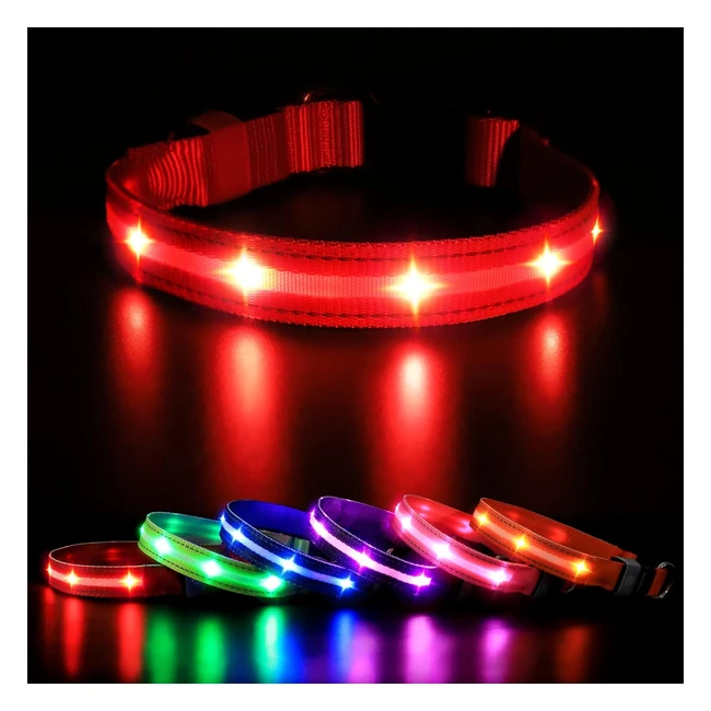 MASBRILL LED Dog Collar - Rechargeable Waterproof Super Bright - 10 Hours Work