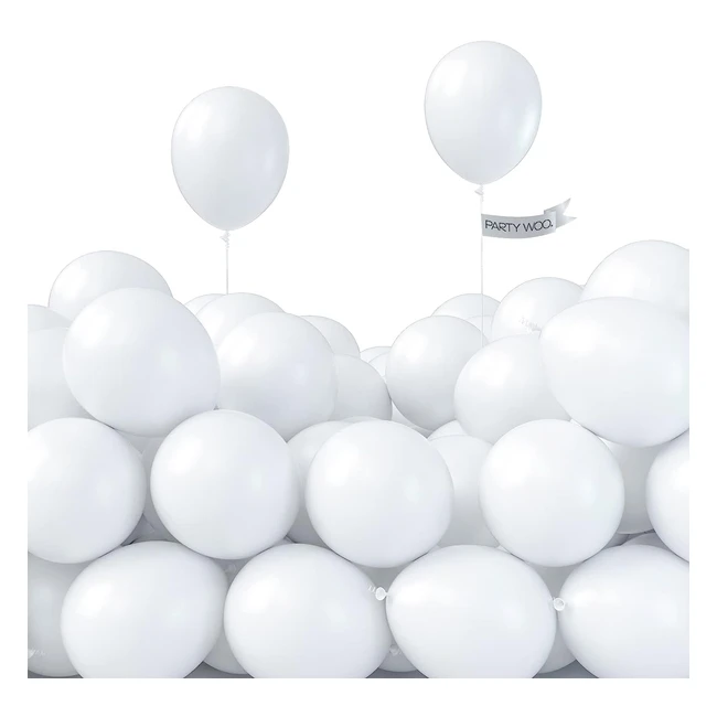Partywoo White Balloons 100 pcs - 5 inch Matte White Balloons for Balloon Garland or Arch