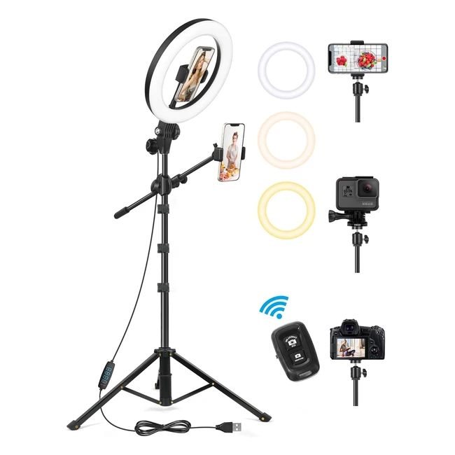 Luxsure Ring Light with Tripod Stand - Overhead 105 Selfie Ring Light - Remote R
