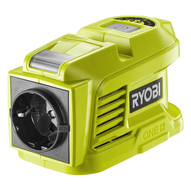 Transformador Ryobi 18V Potencia Continua 150W Max 300W 1 Puerto UE 2 Puertos USB 24A 5V Luz LED
