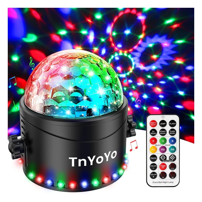 Boule Disco Tnyoyo 30 LED - Effet Lumineux Unique - Commande Vocale - 7 Couleurs - Télécommande - 360° Rotative