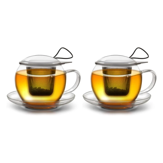 Creano Jumbo Tea Cup XXL with Handle & Stainless Steel Strainer - 2XL Pack of 2