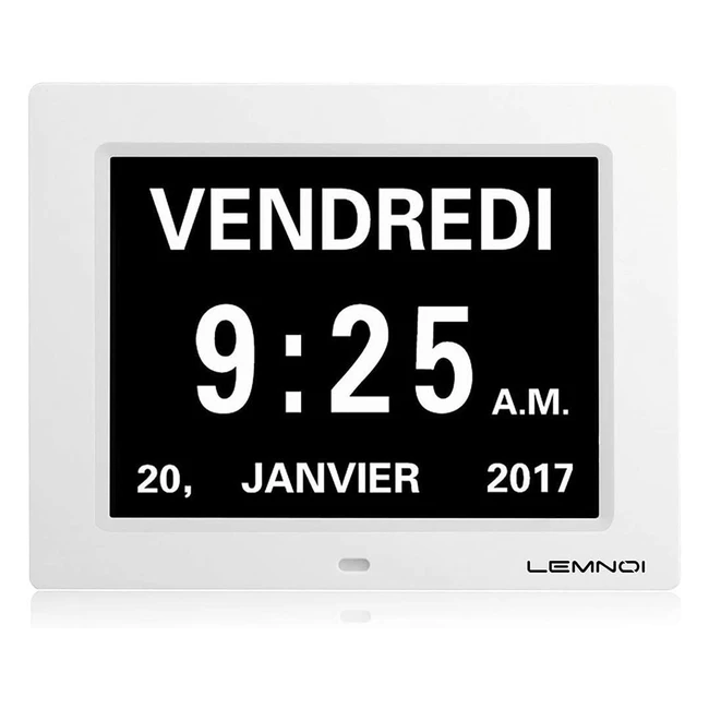 Horloge Numrique Calendrier 8 Pouces LCD avec Date et Heure - Lemnoi de Nol