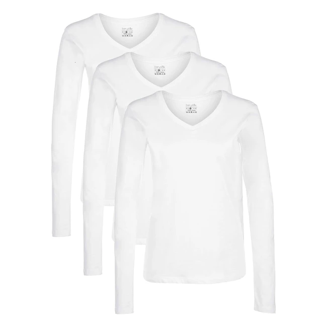Camiseta manga larga Berydale cuello pico 100% algodón - Pack 3