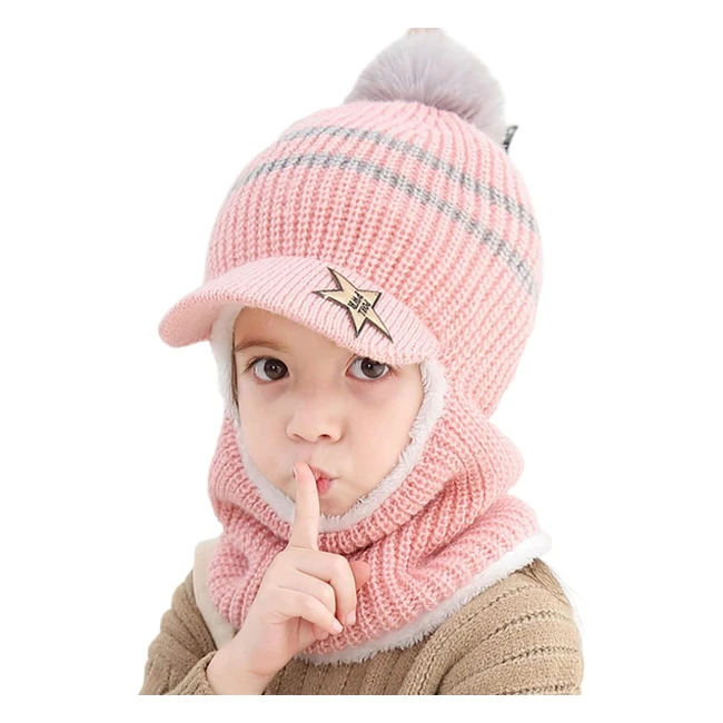 Chapeau hiver chaud enfants tricoté polaire bonnet avec visière capuche chapeaux earflap pour filles garçons laine mohair multicolore beanie