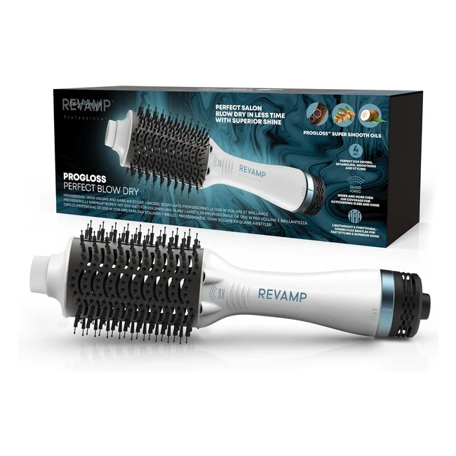 Revamp Progloss Perfect Blow Dry Air Styler - 4-in-1 Multifunctional Professional Styling Brush - Salon Pro Volumiser - 1200W - White