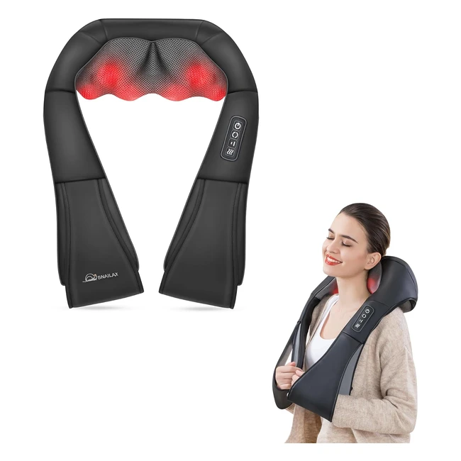 Snailax Shiatsu Rcken- und Nackenmassagegert mit Wrme elektrisch 4D-Rota