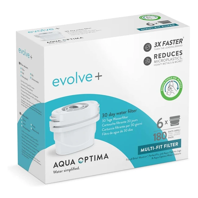 Cartucho de filtro de agua AquaOptima Evolve - Paquete de 6 - Suministro para 6 