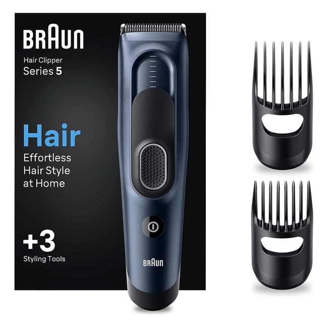 Braun HC5350 Haarschneider für Herren - Haare schneiden zu Hause - 17 Längeneinstellungen - Ultraharte Klingen - 2 Kammaufsätze - 50 Minuten Akkulaufzeit - Abwaschbar