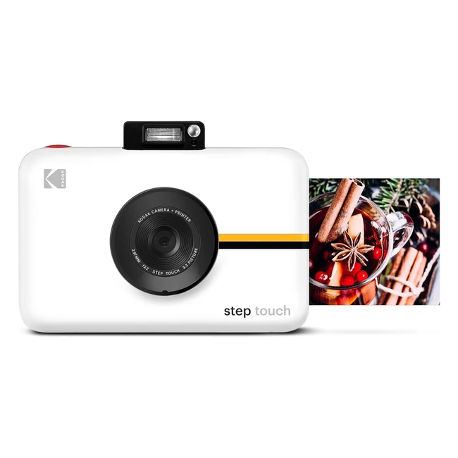 Kodak Step Touch - Cámara digital 13 MP e impresora instantánea - Pantalla 3.5'' - Zoom óptico 10x - Edición Bluetooth - Tinta cero ZINK - Blanco