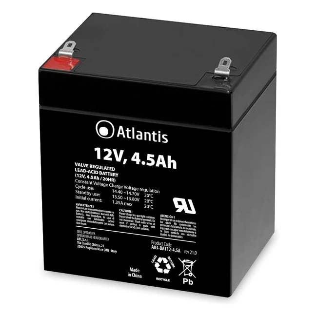 Batteria UPS Atlantis Land A03BAT1245A 45Ah 12V - Acido Piombo - Alta Qualità