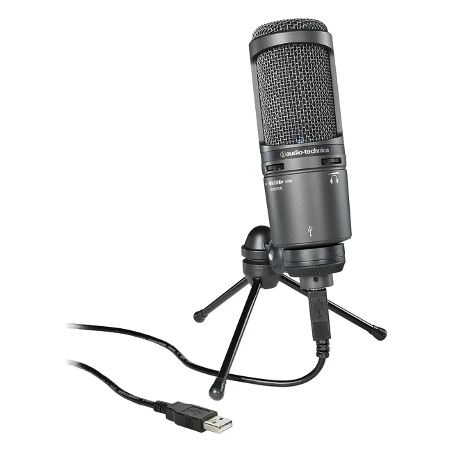 Audio Technica AT2020 Mikrofon Schwarz - Hochwertiges Kondensatormikrofon mit USB-Audio-Interface