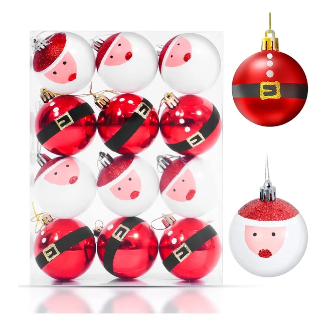 6cm 12pcs Santa Claus Christmas Ball Ornaments Set - Decorative Tree Baubles - H