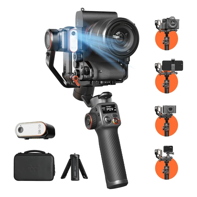 Stabilisateur Hohem iSteady MT2 Kit avec AI Tracker et Lumière d'Appoint - Pour Caméra, Smartphone et Action Cam