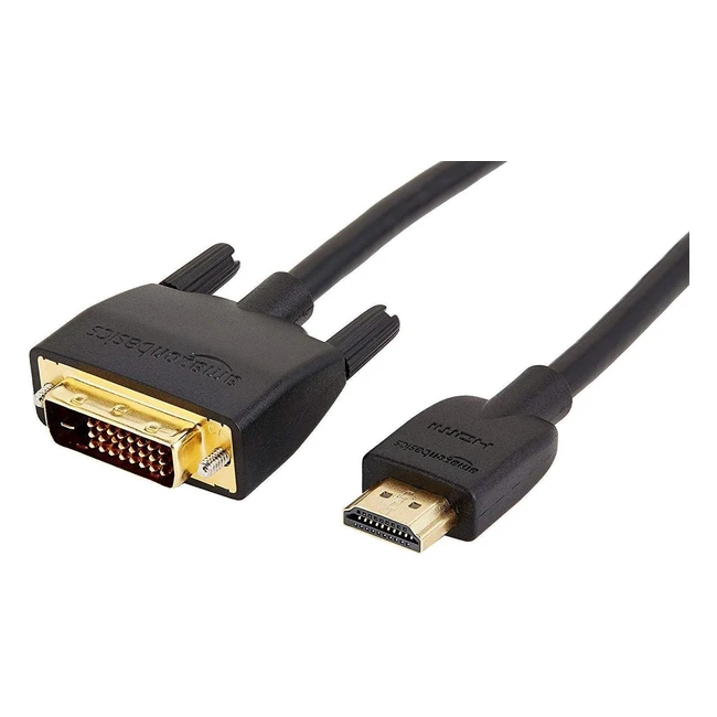Amazon Basics HDMI to DVI Adapter Cable 6ft  Gold-Plated Connectors  Ideal for