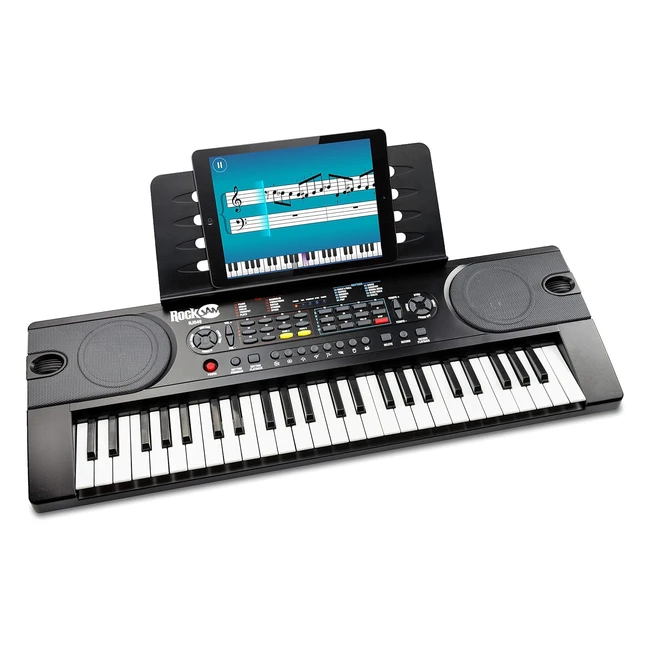 Rockjam 49 Tasten Keyboard Piano mit Netzteil, Notenständer & Aufkleber - Einfache Klavierstunden