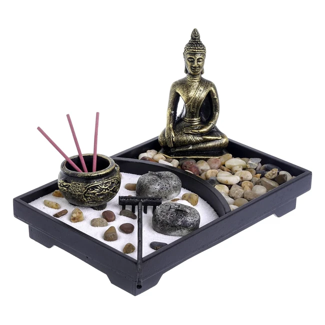 Portacandele Buddha London Boutique - Set Regalo Meditazione Zen Garden - Yin Yang - Sabbia Bianca e Pietre Decorative