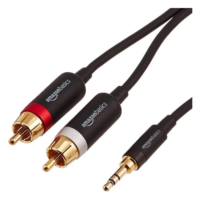 Amazon Basics 35mm Aux to 2 RCA Adapter Audio Cable - Goldplated Plugs - Black
