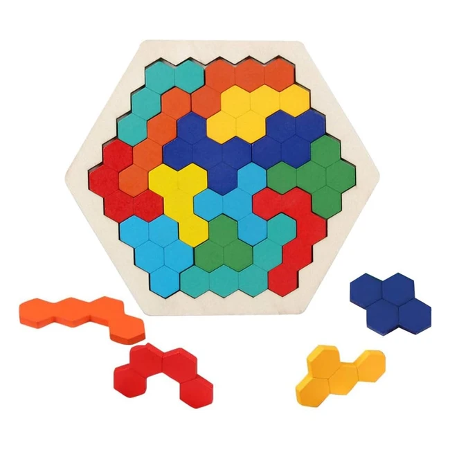 Puzzle Esagono in Legno Giocattoli Rompicapo - Giocattoli Educativi per Bambini 3-6 Anni