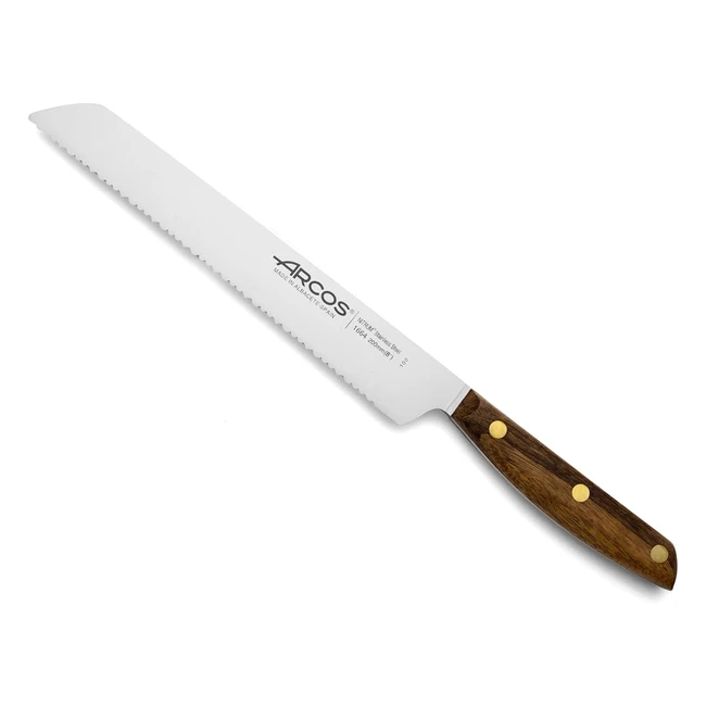 Couteau à pain Arcos Serie Nordika - Acier inoxydable Nitrum - 200mm - Manche en bois ovengkol 100% naturel FSC