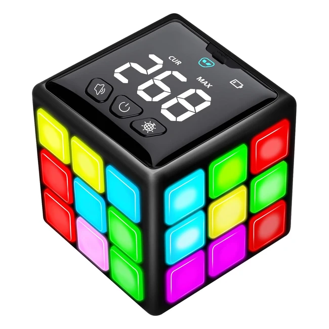 Rechargeable Game Handheld Cube - Fun Brain Memory Game - Kids Christmas Birthday Gifts - Ages 6-12 - Black