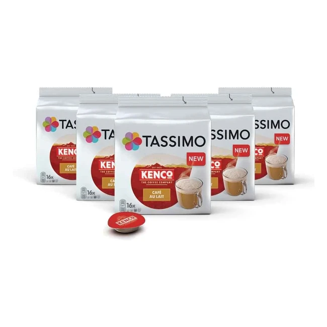 Tassimo Kenco Caf Au Lait Coffee Pods x16 - Pack of 5 - Total 80 Capsules