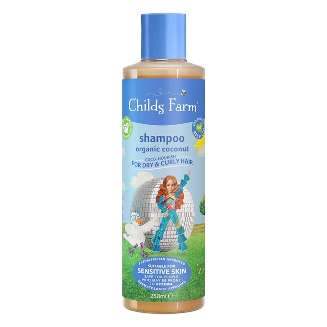 Childs Farm Kids Coconourish Shampoo 250ml - Organic Coconut - Dry Curly Coily Hair - Detangles & Nourishes