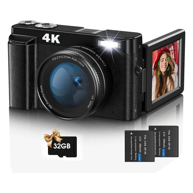 Fotocamera Digitale Jumobuis 4K 48MP - Compatta e Ricaricabile - Zoom 16x - Per 