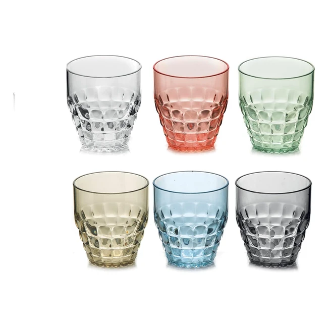 Guzzini Tiffany - Set 6 Bicchieri Bassi Plastica Multicolore - 350cc