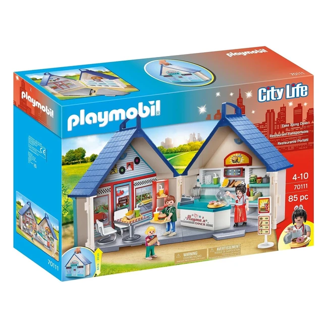 Playmobil City Life 70111 - Ristorante Portatile Giocattolo da Viaggio per Bambini