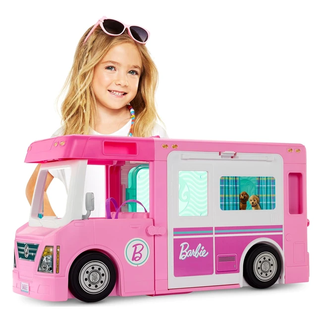 Barbie 3in1 Dream Camper 91 cm - Barbiepool, umbaubarer Truck, Barbieboots - Geschenk für Kinder ab 3 Jahren