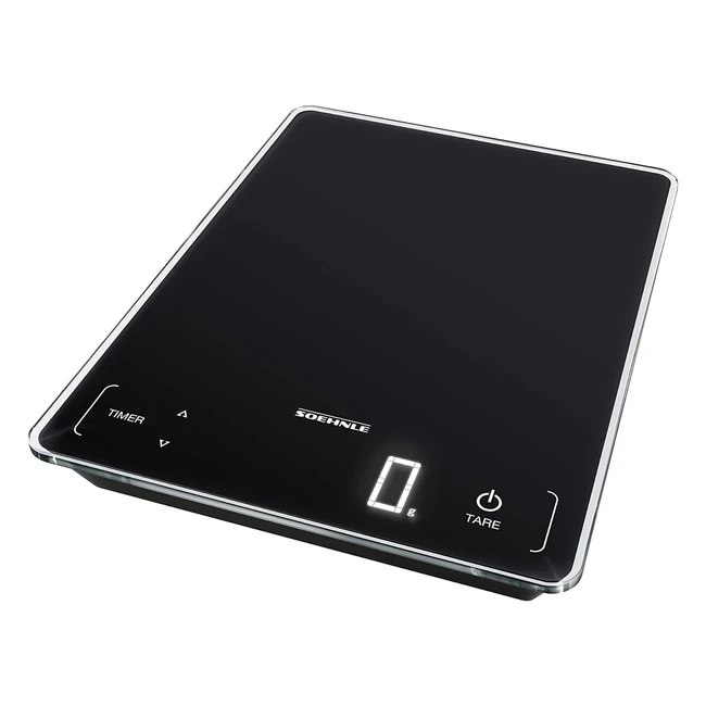 Báscula de Cocina Soehnle Page Profi 100 - Peso Digital Negro - Función Sensor Touch - Hasta 15 kg - Precisión de 1g