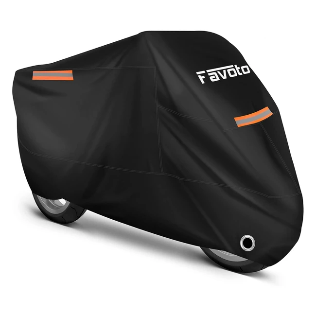Housse de protection pour moto Favoto 295x105x125cm - Résistante aux déjections d'oiseaux, à l'eau, à la poussière, à la neige, à la pluie et au vent - XXXXL noir