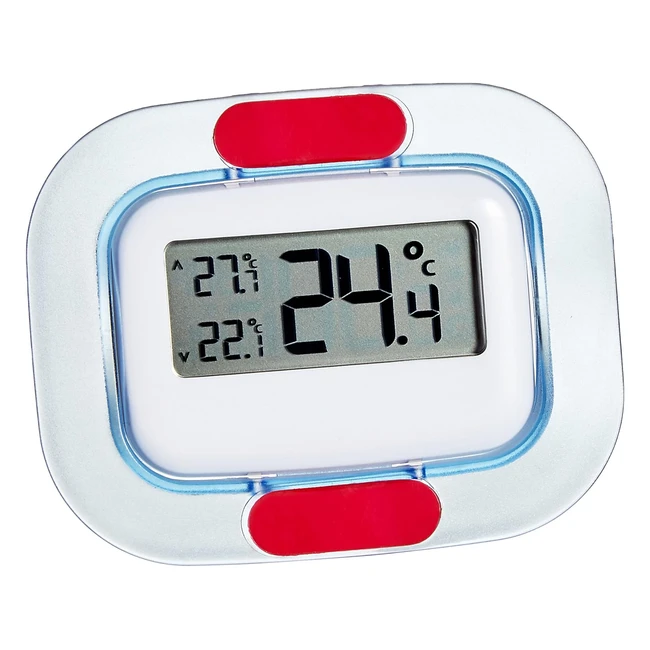 Thermomètre Numérique pour Réfrigérateur/ Congélateur TFA Dostmann 301042 - Affichage des Valeurs Max et Min - Norme EN13485 - Blanc/Bleu