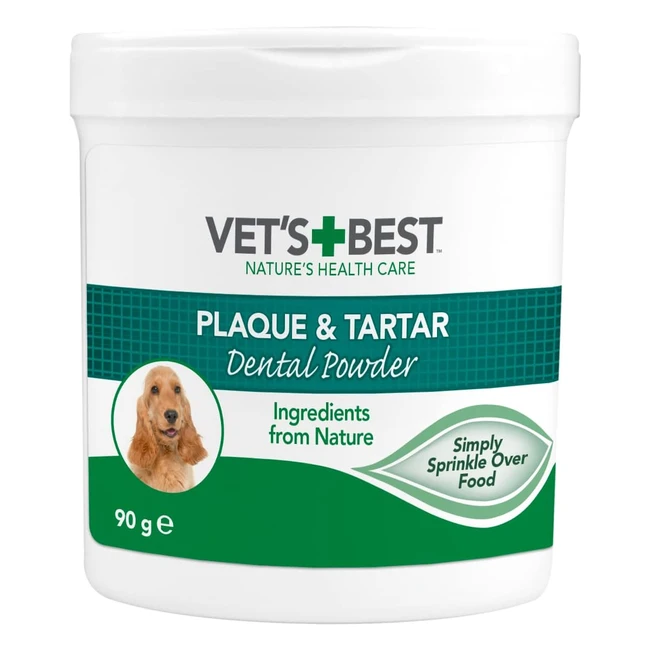 Vets Best Polvere Dentale Naturale per Cani - Denti Puliti e Alito Fresco - 90g