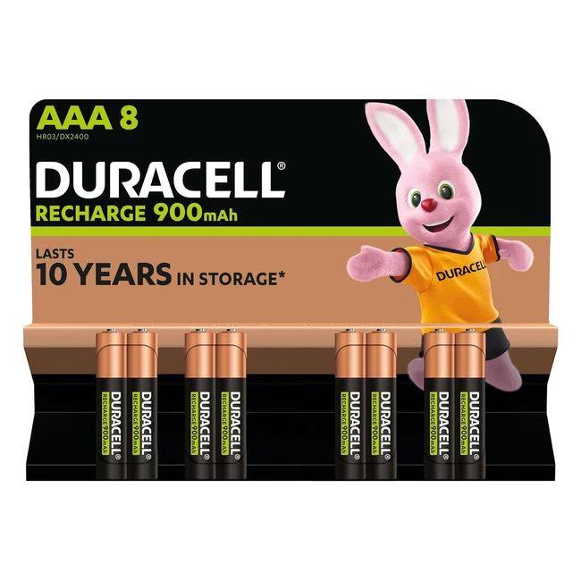Batterie Ricaricabili Duracell AAA Confezione da 8 900 mAh NiMH Pre-caricate - L