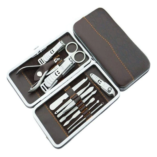 12pc Unisex Manicure Nail Clipper Set - Stainless Steel, Travel Case
