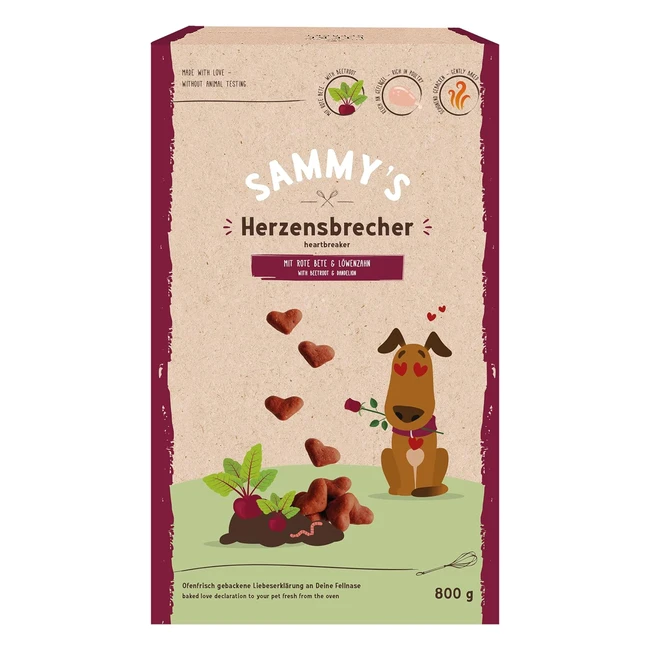 Sammys Heartbreaker - Fein gebackene Snacks für Hunde - Mit Rote Beete & Löwenzahn - 1 x 800 g