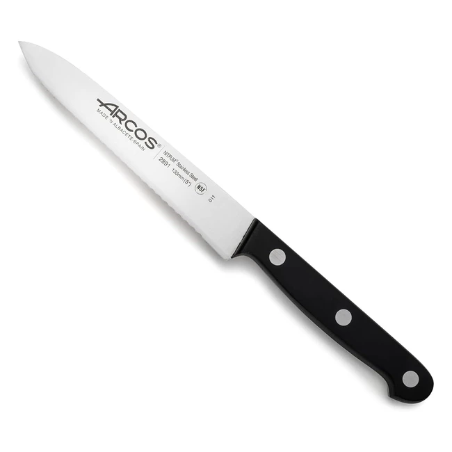 Couteau d'office Arcos 5 pouces en acier inoxydable - Coupe et hache facilement - Poignée ergonomique - Lame de 130 mm - Série universelle - Couleur noire