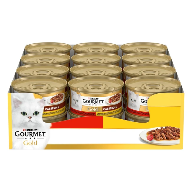 Purina Gourmet Gold Casserole Umido Gatti - Manzo e Pollo in Salsa - 24 Lattine da 85g