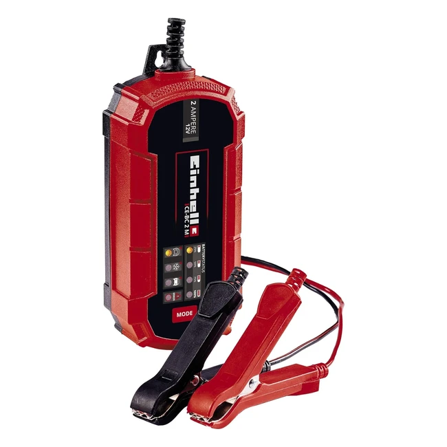 Einhell Batterieladegerät Rot Schwarz, CEB-C2M, Intelligentes Ladegerät für verschiedene Batterietypen