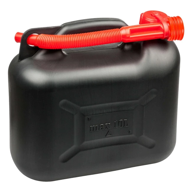 Bidón de gasolina Walser 10 litros - No homologado - Tapa de seguridad - Plástico negro