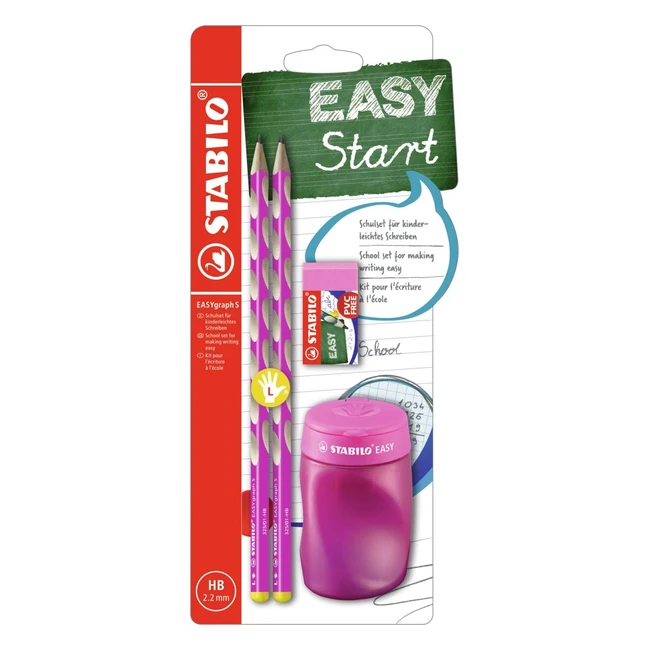 Lápiz de grafito ergonómico Stabilo Easygraph S para zurdos - Set escolar rosa