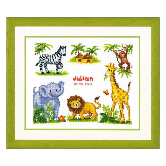 Kit broderie point compt animaux safari Vervaco 1234 - Toile 100 coton fil D